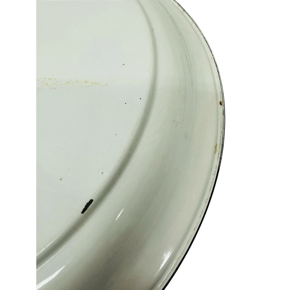 Vintage 1960's Round Colorful Enamel Tin‎ BBQ Large Serving Platter Tray MCM